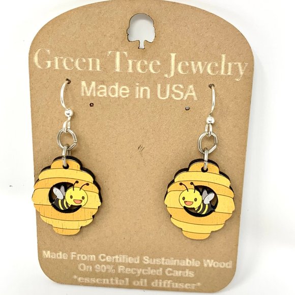Green Tree Jewelry - Bee Hive with Bee Earrings